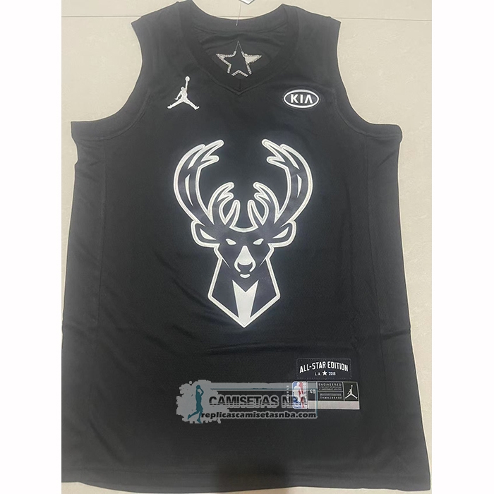Camiseta All Star 2018 Milwaukee Bucks Giannis Antetokounmpo NO 34 Negro
